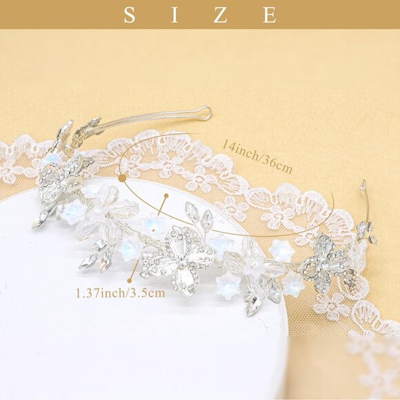 Flower Girl Headband Crystal Wedding Hair Accessory Silver for Birthday Princess - Picture 6 of 6